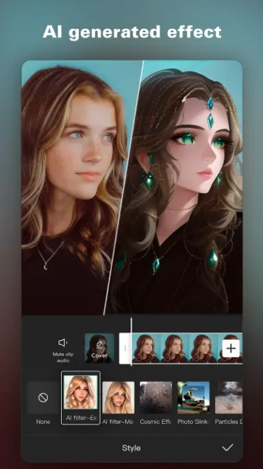 Convert a video of girl into an AI generated content in Capcut Mod APK